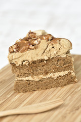 Coffee cake on wood plate
