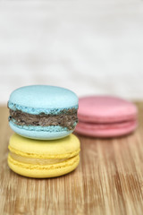 Varity macrons on wood plate