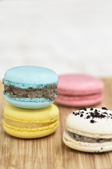 Varity macrons on wood plate