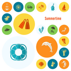 Summer and Beach Simple Flat Icons