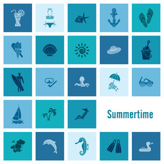 Summer and Beach Simple Flat Icons