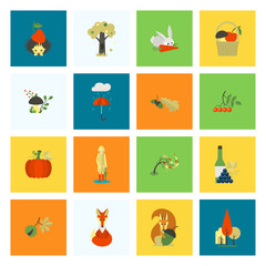 Set of Flat Autumn Icons