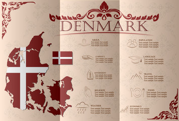 Denmark infographics, statistical data, sights. Vector 