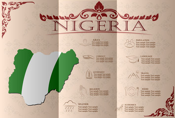 Nigeria, infographics, statistical data, sights. Vector 