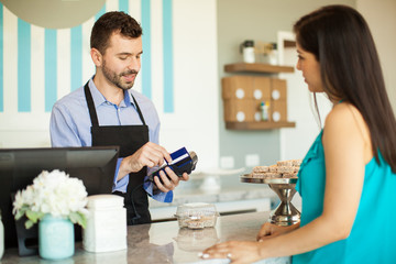 Swiping a credit card in cash register