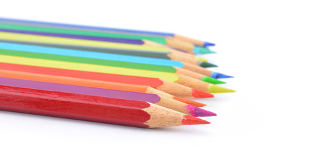 Colour pencils isolated on white background