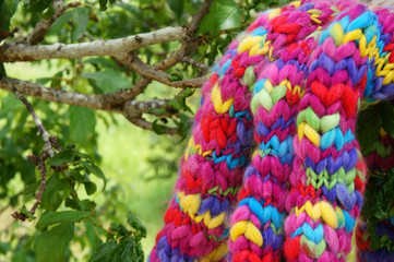 Colorful wollen scarf, handmade, gift