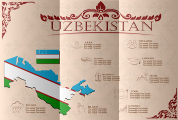Uzbekistan,infographics, statistical data, sights. Vector 