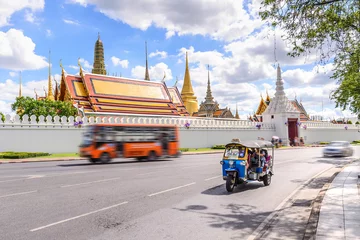 Tuinposter Blue Tuk Tuk, Thai traditional taxi in Bangkok Thailand. © Eakkaluk