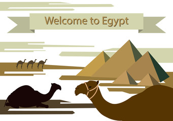 To visit Egypt. Tourist attractions of Egypt. Desert, pyramids, camels