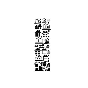 Abstract vector alphabet - I, made from the house icon - alphabe