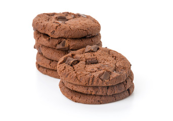soft dark chocolate brownie cookies on white