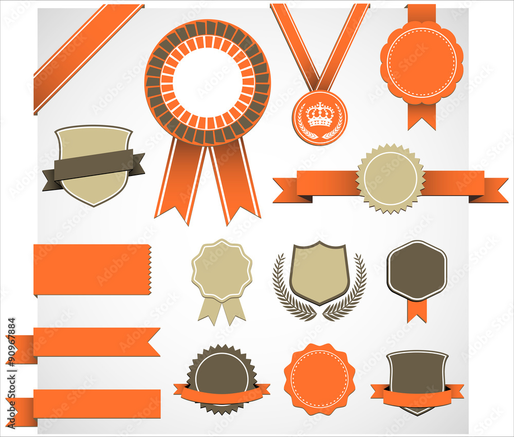 Wall mural retro award elements set