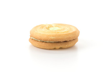 cookie biscuit with cream on white