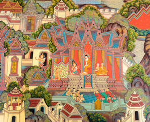 Thai mural painting art