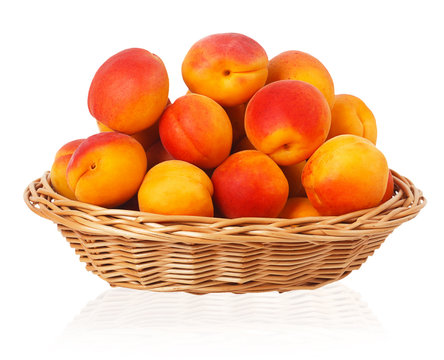 Ripe apricots in a wicker basket