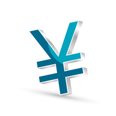 Obraz premium Japanese yen currency blue symbol icon