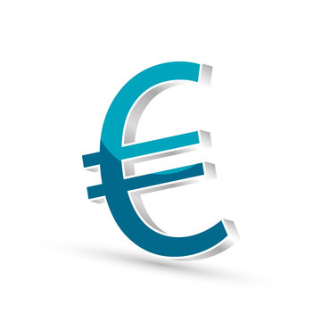 Euro currency blue symbol icon