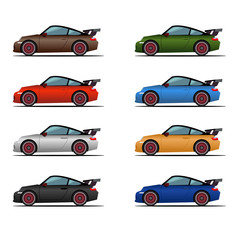 A set of high-speed machines in different colors.