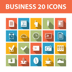 Business 20 vector flat icons set