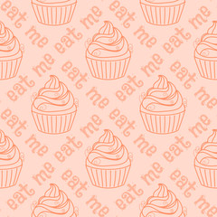 Seamless pattern with cupcakes