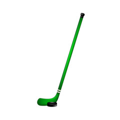 Ice hockey stick and puck 