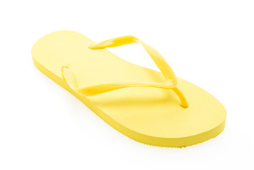 Yellow flip flops isolated on white background