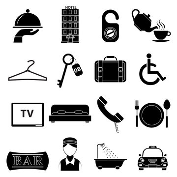 Hotel services icons set