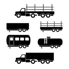 Set of transport black icons. Vector illustration