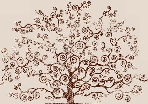 drawing of a tree with foliage scrawled