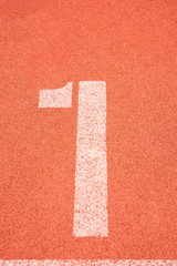 Number one on the start of a running track - check my portfolio for other numbers