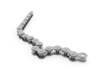 Bicycle chain rendered on white background