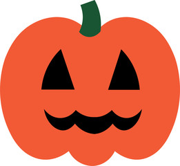 Vector colorful illustration of one drawn bright orange and green colors pumpkin