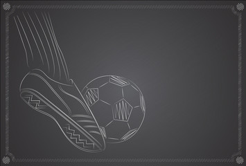 Sketch illustration of a soccer player's foot on soccer ball