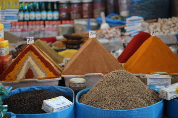Spices in the market in the Agadir, Morocco.
