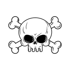 Skull with bones. Pirates sign vector illustration. Head skeleto