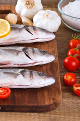 Uncooked sea bass.