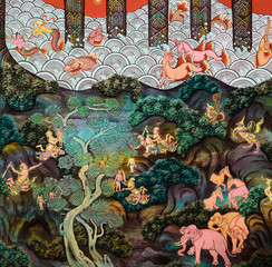 Thai mural painting art