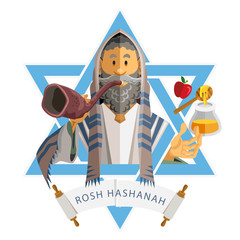 Rosh Hashanah Jewish New Year Yom Kippur
Illustration Of Jewish New Year Rosh Hashanah , Feast Of Trumpets Shofar , Traditional Holiday
