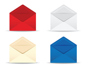 set of four open envelopes