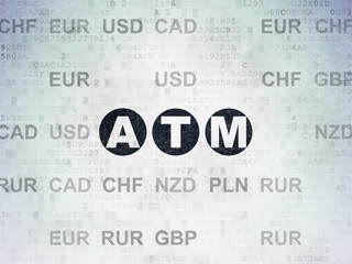 Currency concept: ATM on Digital Paper background