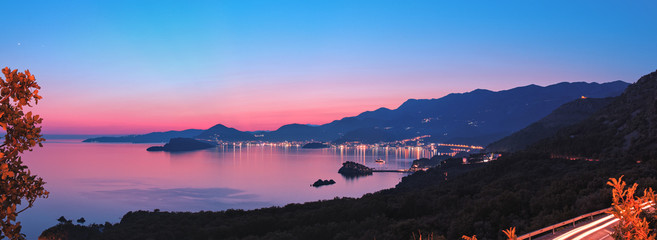 Coast Of Montenegro By Night - obrazy, fototapety, plakaty