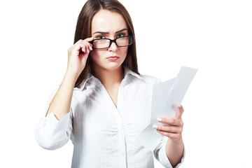 woman looking at her receipt