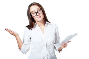 woman looking at her receipt