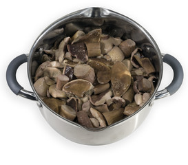cooked mushrooms in the pan