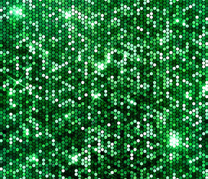 Green Sparkle Glitter Background. Glittering Sequins Wall.