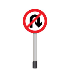 Prohibition Sign . U-turn  Vector illustrations