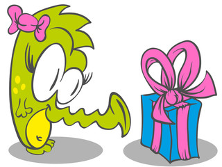 Little Dragon With Gift