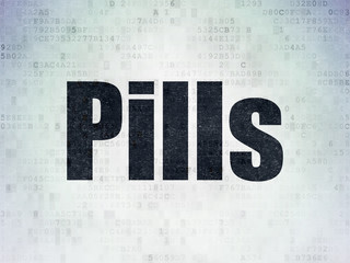 Healthcare concept: Pills on Digital Paper background