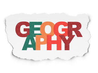 Learning concept: Geography on Torn Paper background